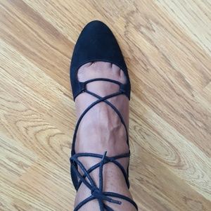 Black suede old school heels